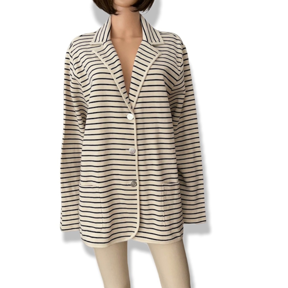 NWOT Chaps Ralph Lauren Navy Stripe Soft Shell Blazer Jacket